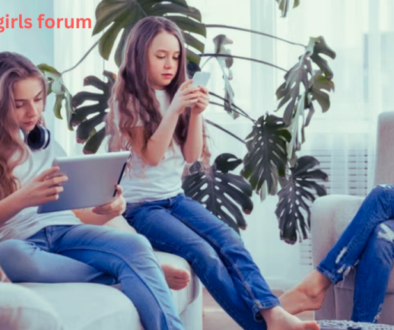 Diverse group of young women chatting and using laptops and smartphones in a social media forum. Social Media Girls Forums